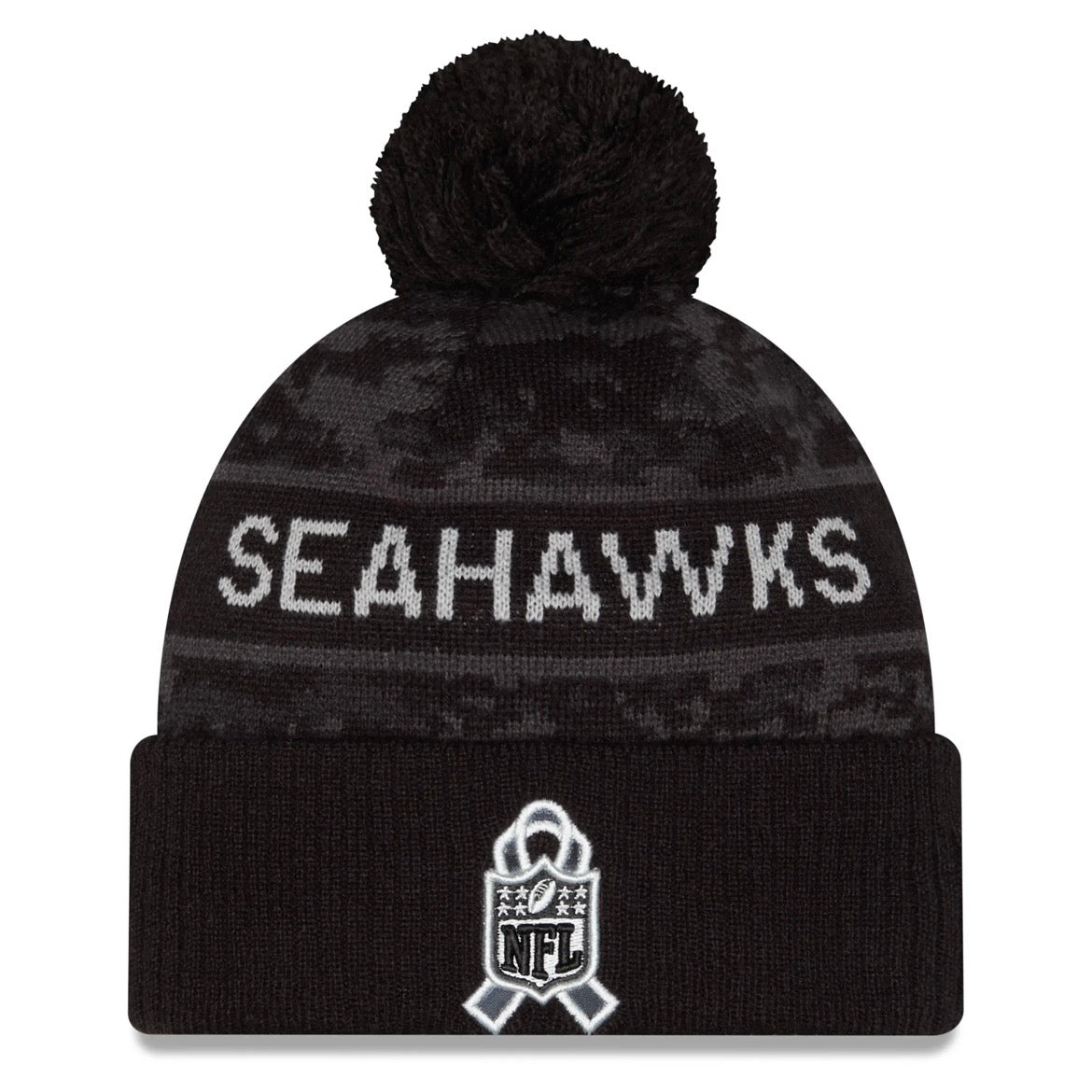 Seahawks 2026 Salute To Service Cuffed Knit Pom Beanie