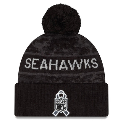 Seahawks 2026 Salute To Service Cuffed Knit Pom Beanie