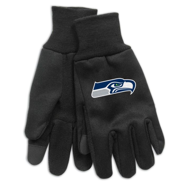 Seahawks Black Technology Touchscreen Adult Gloves