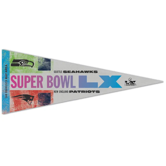 Seahawks vs Patriots Super Bowl LX Premium Pennant