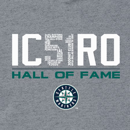 Mariners Ichiro Suzuki 2025 National Baseball Hall of Fame Graphic Hooded Sweatshirt - Heather Grey