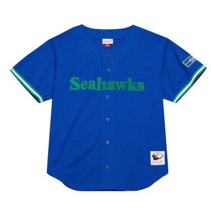 Seahawks Retro Button Up Baseball Style Jersey
