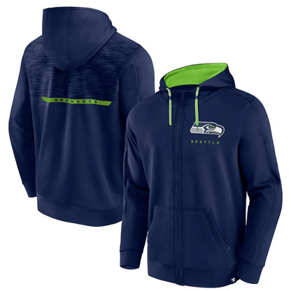 Seahawks Navy DryFit Premium Full Zip Hooded Sweatshirt