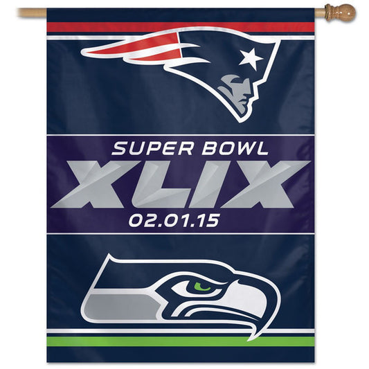 Super Bowl XLIX Dueling Logo Vertical Flag